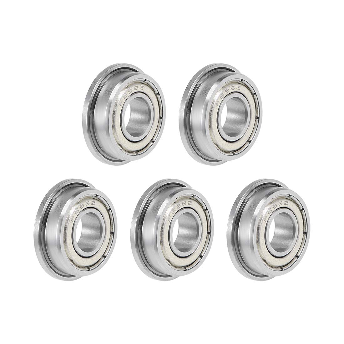 F698ZZ Flange Ball Bearing 8x19x6mm Shielded Chrome Bearings 5pcs