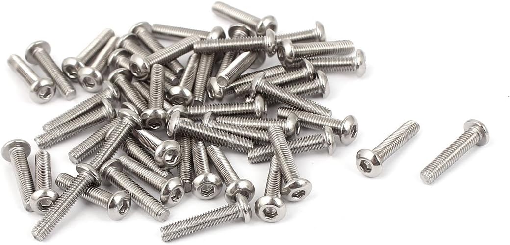 M3 x 14mm Stainless Steel Button Head Socket Cap Screw 50 Pcs