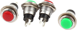 4PCS 12mm SPST Momentary Red Green Button Switch AC125V 6A 250V 3A