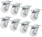 Swivel Caster Wheels 1.5" Polypropylene with 360 Degree Top Plate 44LBS Capacity for Furniture Carts Workbench, White, Pack of 8