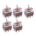 3PDT Latching Rocker Toggle Switch 15A 250V 9P ON/ON Metal Bat 5pcs