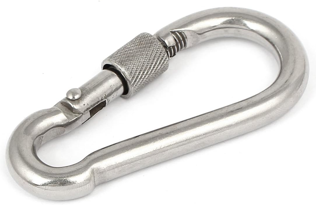 3-Inch Length 304 Stainless Steel Spring Snap Hook Carabiner Screw Lock Key Chain