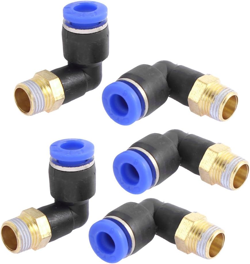 1/8BSP Male to 6mm Tube Elbow Connectors Quick Connect Fittings 5 Pcs