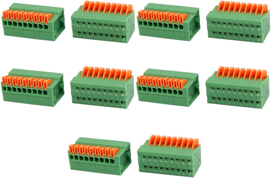 10pcs KF141V 150V 2A 2.54mm Pitch 9P Green Spring Terminal Block for PCB Mounting