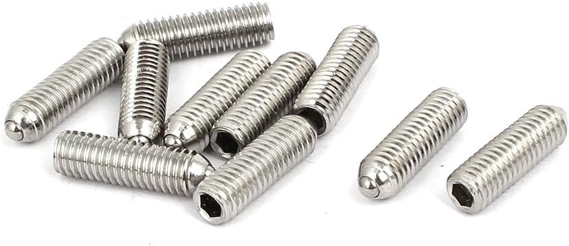 M5x16mm 304 Stainless Steel Spring Hex Socket Ball Point Grub Set Screws 10pcs