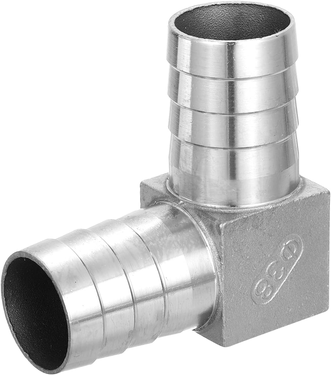 (1-1/2")38mm Hose Barb 90 Degree Pipe Fitting, 304 Stainless Steel L Right Angle Adapter Pipe Connection Fitting for Vacuum Systems, Industrial Connections, Pneumatic Equipment