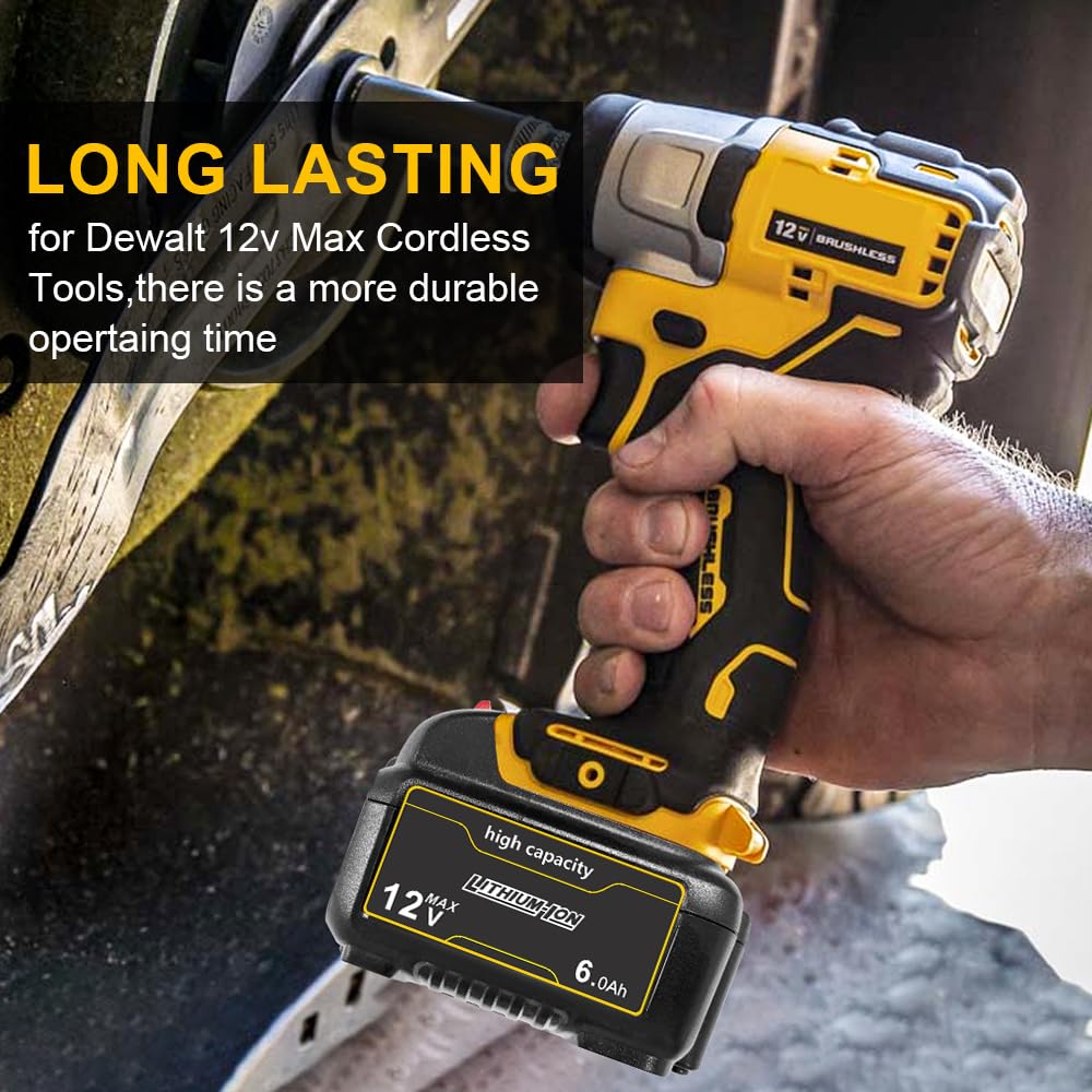 LinkMejor 2-Pack DCB126 6.0Ah Akumulator Kompatybilny z Akumulatorem Dewalt 12V