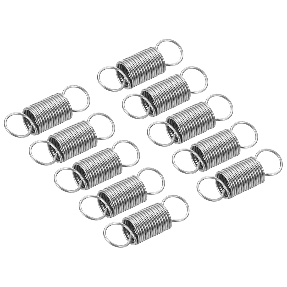 15Pcs 0.3x3x10mm Extended Tension Spring, 304 Stainless Steel Extension Spring Steel Dual Hook Compression Springs for Machinery Construction Industrial, Home Repairs, Silver