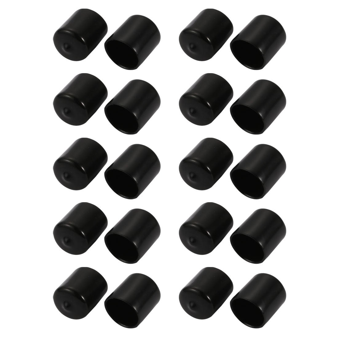 20Pcs 21mm Inner Dia PVC Flexible Vinyl End Cap Screw Protector Cover Black