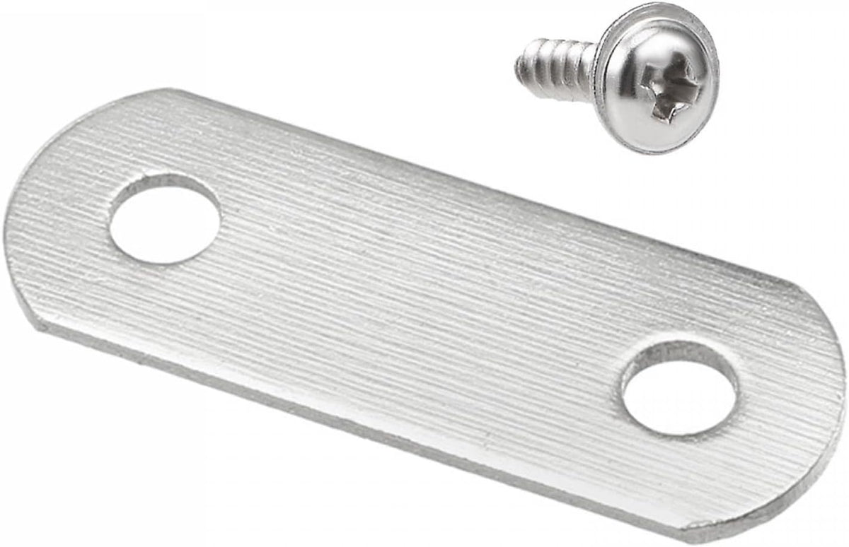 Flat Repair Plate, 22mmx8mm, Fixing Mending Corner Brace Bracket for Furniture 10Pcs and 2x8mm Phillips Pan Head Washer Screws 50Pcs