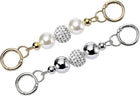 Purse Strap Extender, 2Pcs 14.5cm/5.7" Artificial Pearl Bag Short Chain Replacement for Women Handbag Shoulder Crossbody Bag (Silver)