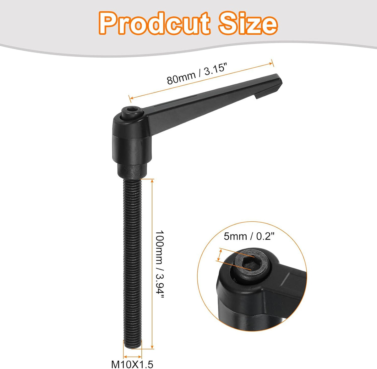 2Pcs M6 x 20mm säädettävät pyörähtävät napit käsihalkaisija miespuolinen mutteri painikkeella nopea vapautus lukituspyörähtävä ruuveja lathe koneisiin, musta