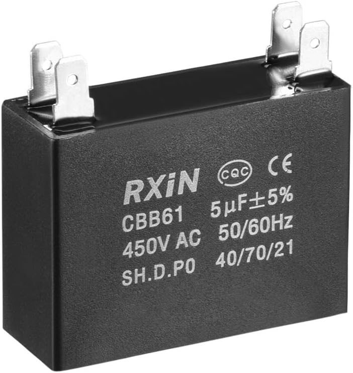Ceiling Fan Capacitor CBB61 5uF 450V AC Double Insert Metalized Polypropylene Film Capacitors 47x17.5x34.5mm for Water Pump Motor Generator
