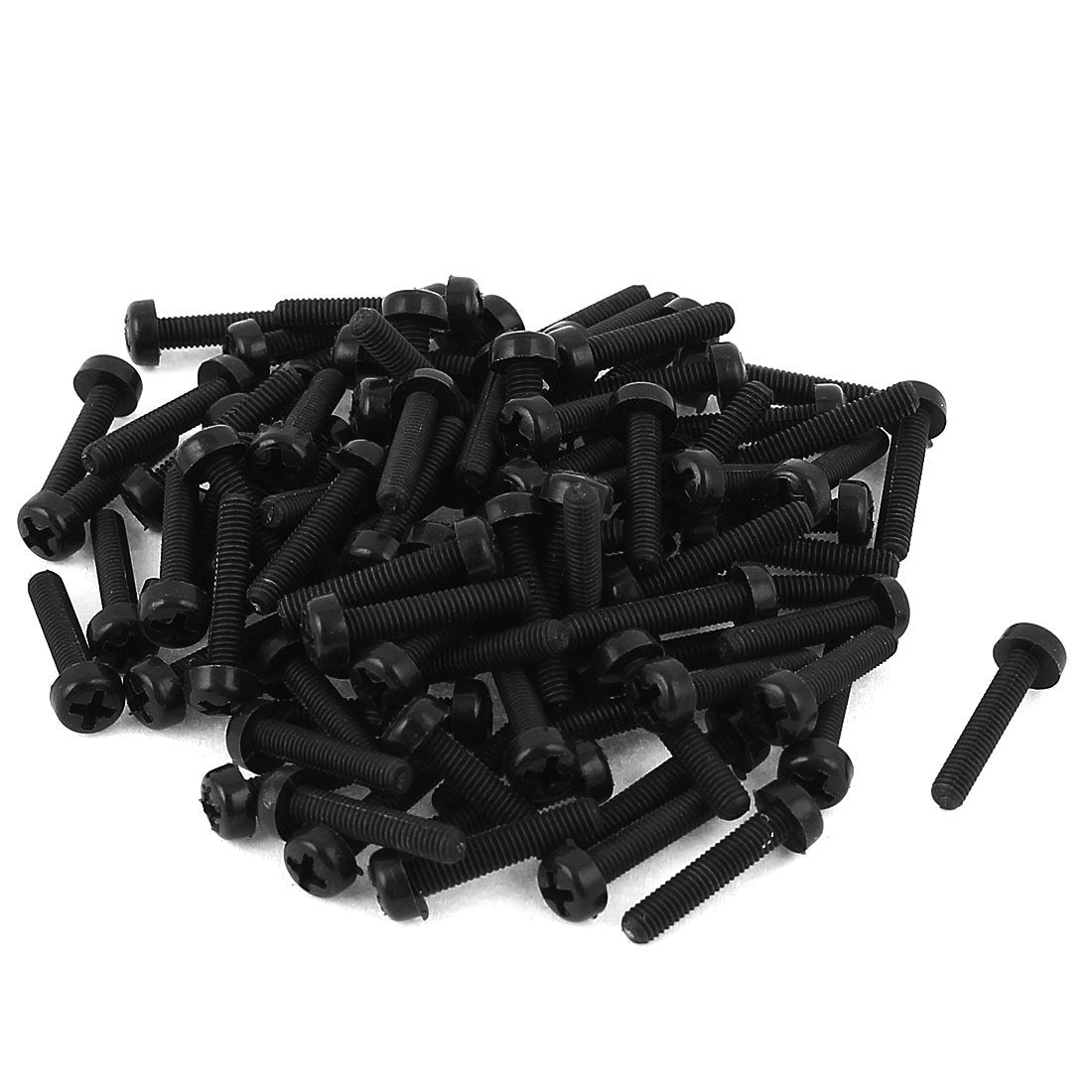 M3 x 15mm Nylon Phillips Cross Pan Head Machine Screws Black Pack of 50