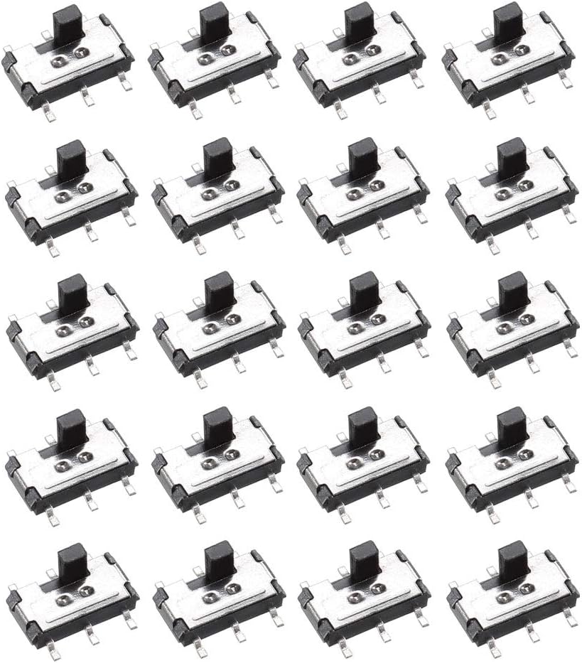 20 Pcs On/On 2-Position DPDT 6 Pin Vertical Mini Surface Mounted Devices SMT Slide Switch