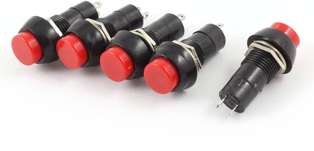 AC 250V 3A Red Cap SPST Latching Push Button Switch 5 Pcs