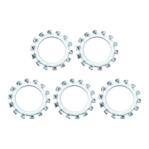 5Pcs 1 External Tooth Lock Washer, Zinc-Plated Carbon Steel Multi-Tooth Star Washer Locking Fastener, Silver Tone