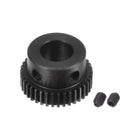 Pinion Gear Set, 45# Carbon Steel Motor Rack Spur Gear with Step Black, 0.5 Mod 38T 8mm Bore 20mm Outer Dia, M4 Set Screws Included