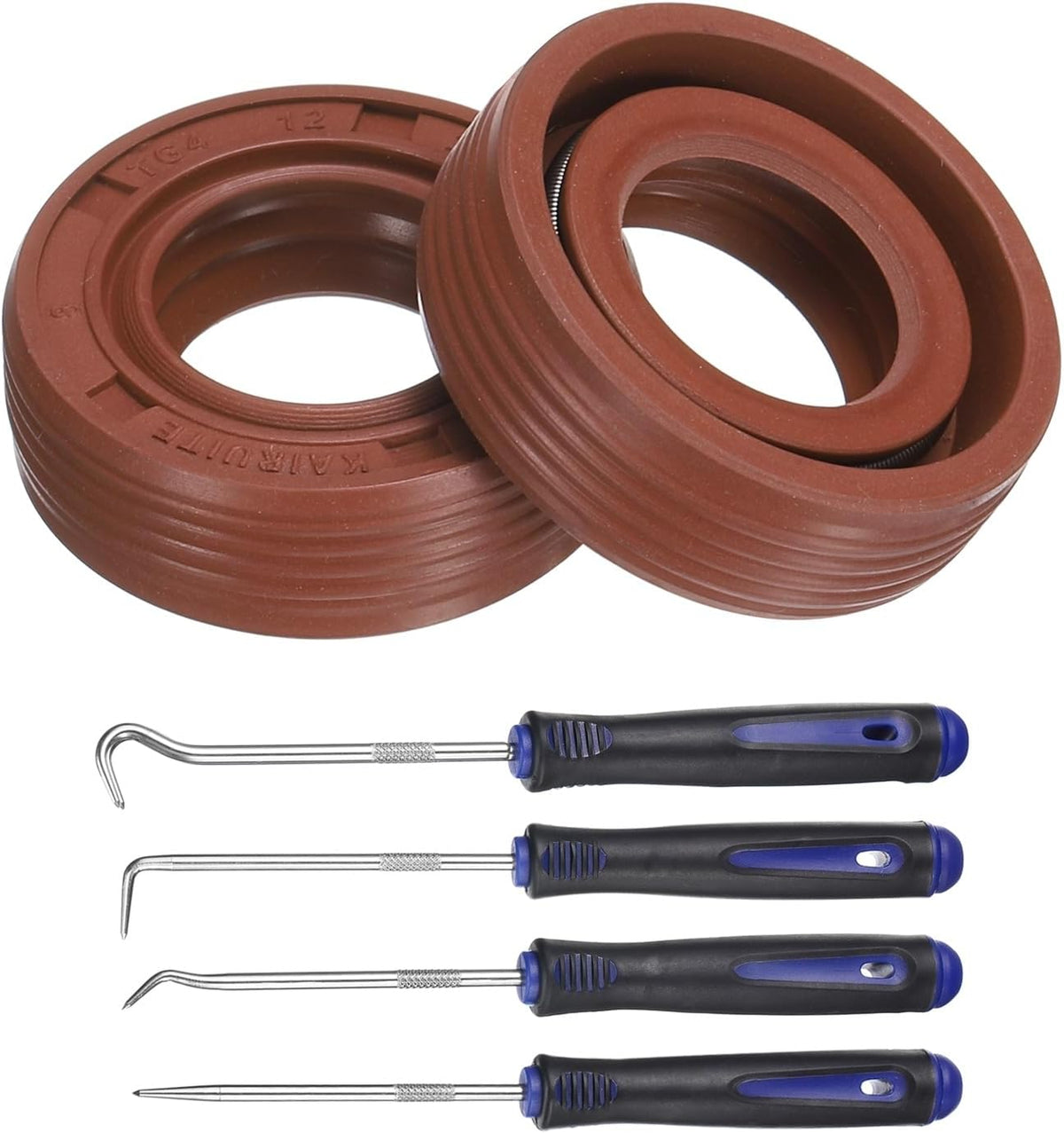 2Pcs Oil Seal, 12x22x7mm TC Fluorine Rubber Double Lip Cover with Hook Kit and Spring for Mechanical Automobile Bearing Shaft, Brown