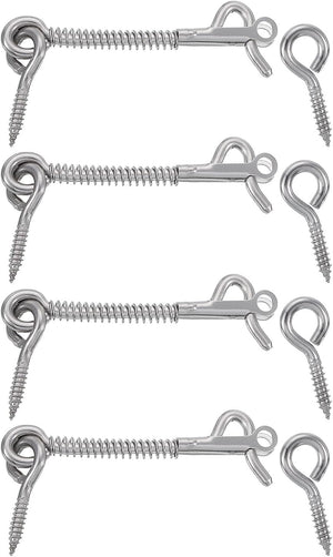 4Pcs Sikker Hængsel og Øje Lås, 3" Rustfrit Stål Dørhængsel og Øje Lås med Springlås til Familielandbrug Dør, Badeværelsesdøre, Stalddøre