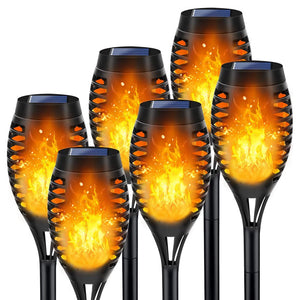 LinkMejor Outdoor Solar Lights, 6Pack Solar Torch Light with Flickering Flame