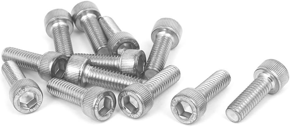 M6 x 18mm Thread 304 Stainless Steel Hex Socket Head Cap Screw Bolt DIN912 12pcs