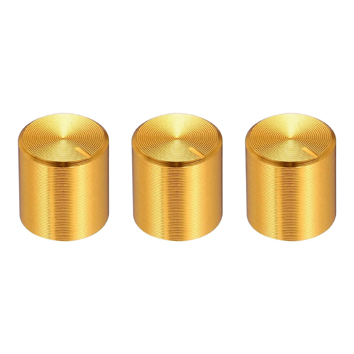 3pcs Potentiometer Knob Knurled Shaft Golden Aluminum 6mm Shaft Dia. Guitar Pedal Rotary Knob 10mmx10mm Guitar Volume Control Knob