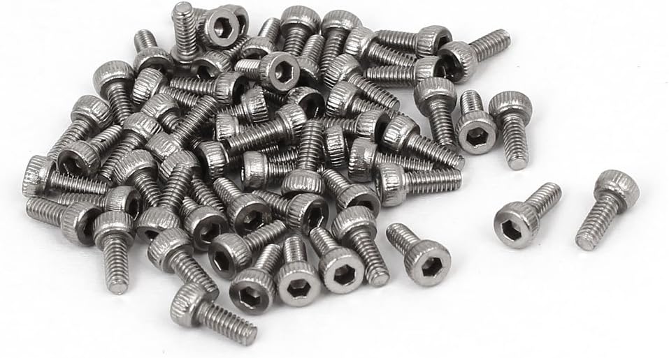 M2 x 5mm 0.4mm Pitch 304 Stainless Steel Hex Socket Head Cap Screw DIN912 55pcs