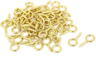 0.07"x0.55" Screw Eye Hooks Self Tapping Screws Screw-in Hanger Eye-Shape Hooks Golden 50pcs
