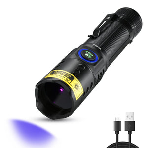 LinkMejor 365nm UV Flashlight Sort lys med filter, kraftfuld sort lys