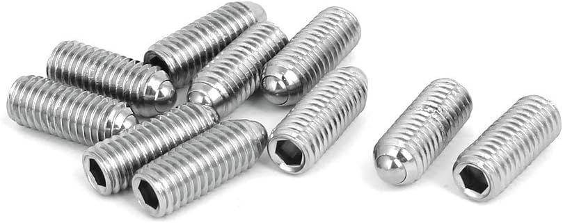 M8x20mm 304 Stainless Steel Spring Hex Socket Ball Point Grub Set Screws 10pcs