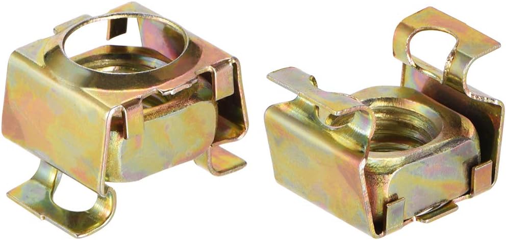 M12 Cage Nuts for Server Rack Cabinet, Carbon Steel Yellow Zinc Plated, Pack of 10