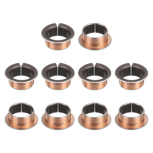 10Pcs Flanged Sleeve Bearings, 20mm Bore x 23mm OD x 12mm Length x 30mm, Sintered Bronze Wrapped Oilless Bushings