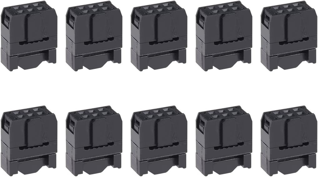 10Pcs 2x3Pin 2.54mm Pitch Double Rows Straight Connector IDC FC Ejector Header