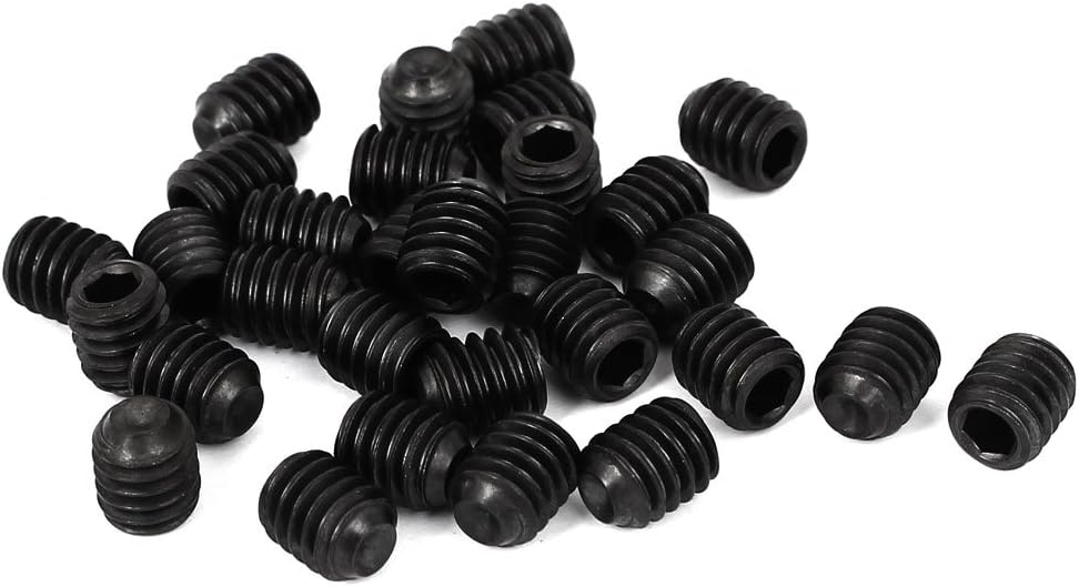 5/16 Inch-18 x 3/8 Inch Thread 5mm Cup Point Hex Socket Drive Grub Screws Black 30 Pcs