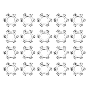 100Pcs 4# External Tooth Lock Washer, 304 Stainless Steel Multi-Tooth Star Washer Locking Fastener, Silver Tone