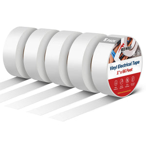 LinkMejor White Electrical Tape 1 in x 66ft 10 Pack, Industrial Grade UL/CSA Listed, Ketebalan 7 Mil, Penahan Api pada Suhu Tinggi (5)