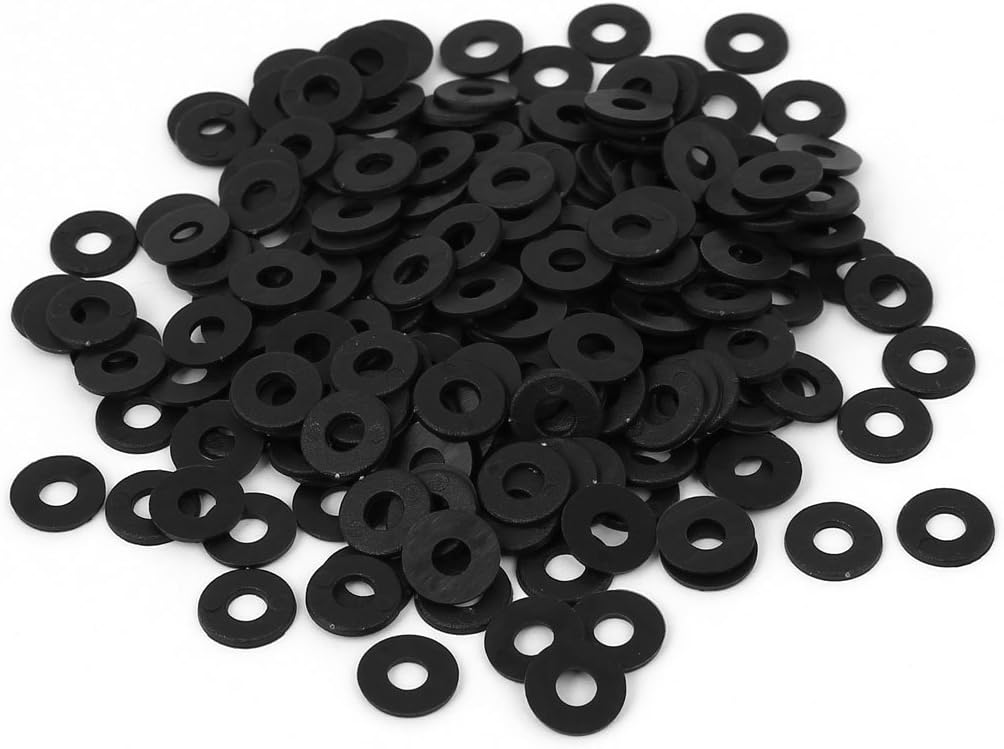 M4x10mmx1mm Plastic Round Flat Washer Gasket Spacer Seal Ring Black 200pcs