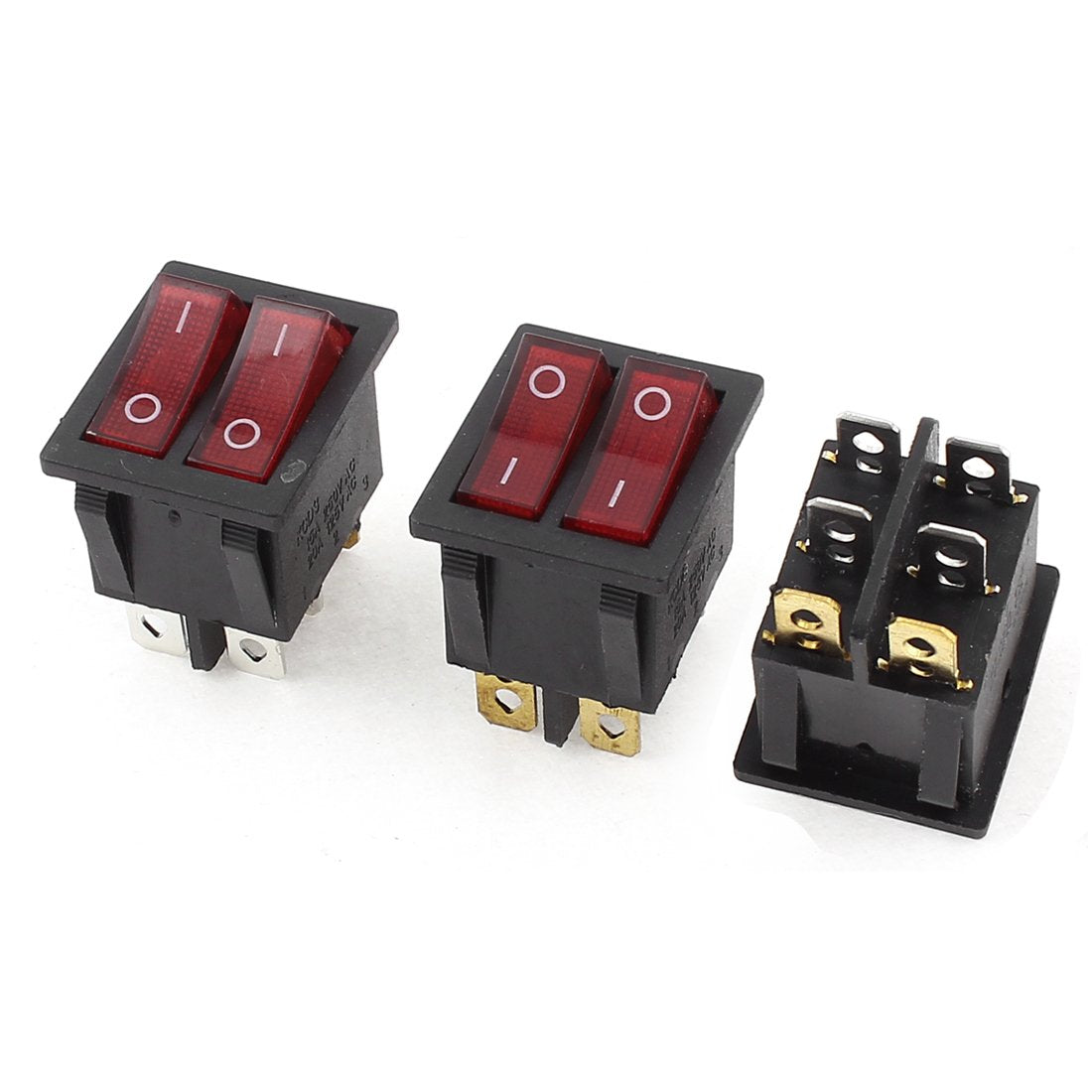 a15060100ux0176 Lamp 6 Pins Dual SPST I/O Rocker Boat Switch AC 110-220V, 3 Piece, Red