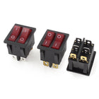 a15060100ux0176 Lamp 6 Pins Dual SPST I/O Rocker Boat Switch AC 110-220V, 3 Piece, Red
