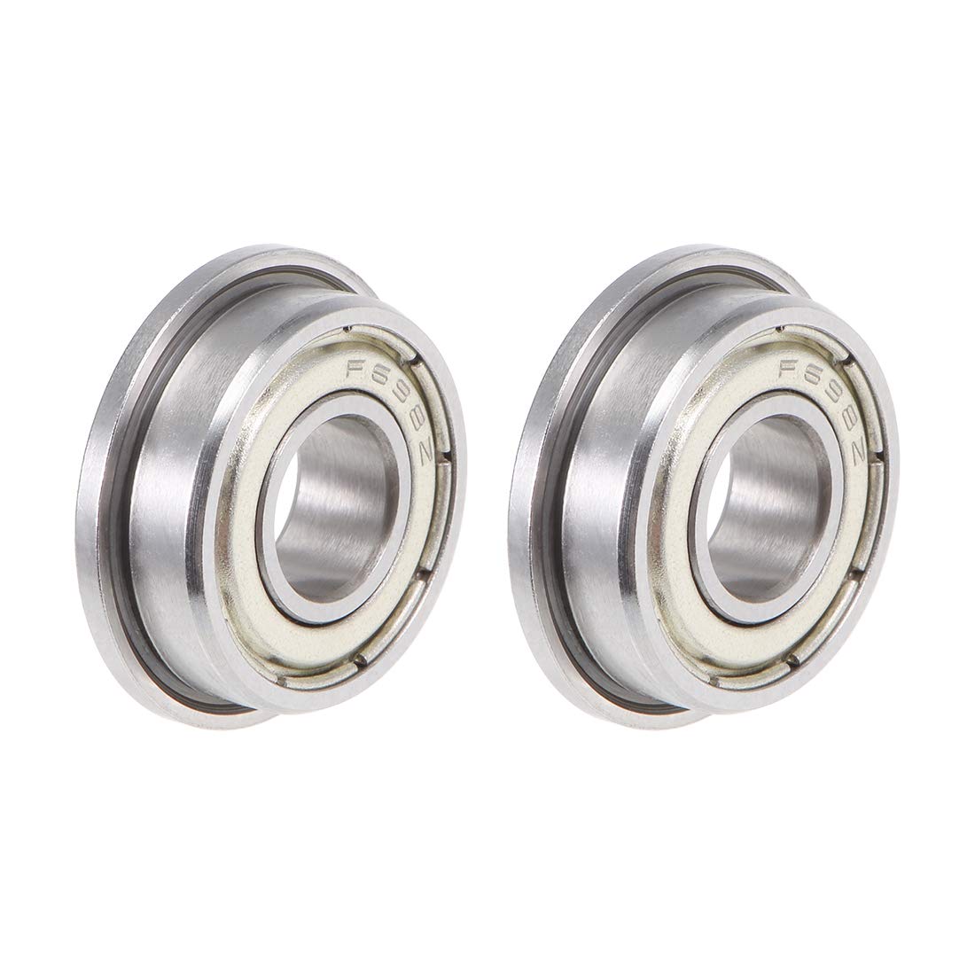 F698ZZ Flange Ball Bearing 8x19x6mm Shielded Chrome Bearings 2pcs