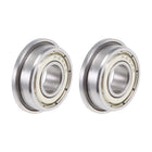 F698ZZ Flange Ball Bearing 8x19x6mm Shielded Chrome Bearings 2pcs
