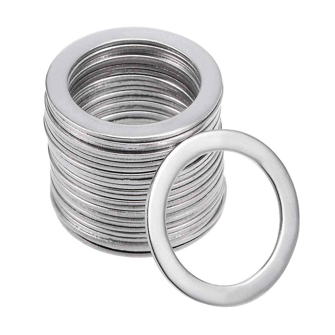 25Pcs 0.65" x 0.87" x 0.03" 304 Stainless Steel Flat Washer for Screw Bolt