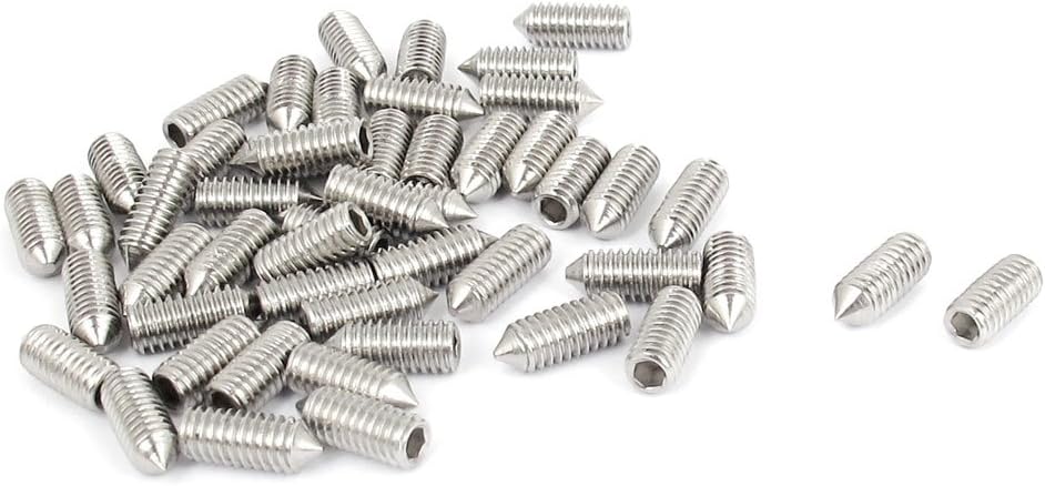 M4x10mm 0.7mm Pitch Cone Point Hex Socket Grub Screws 50pcs