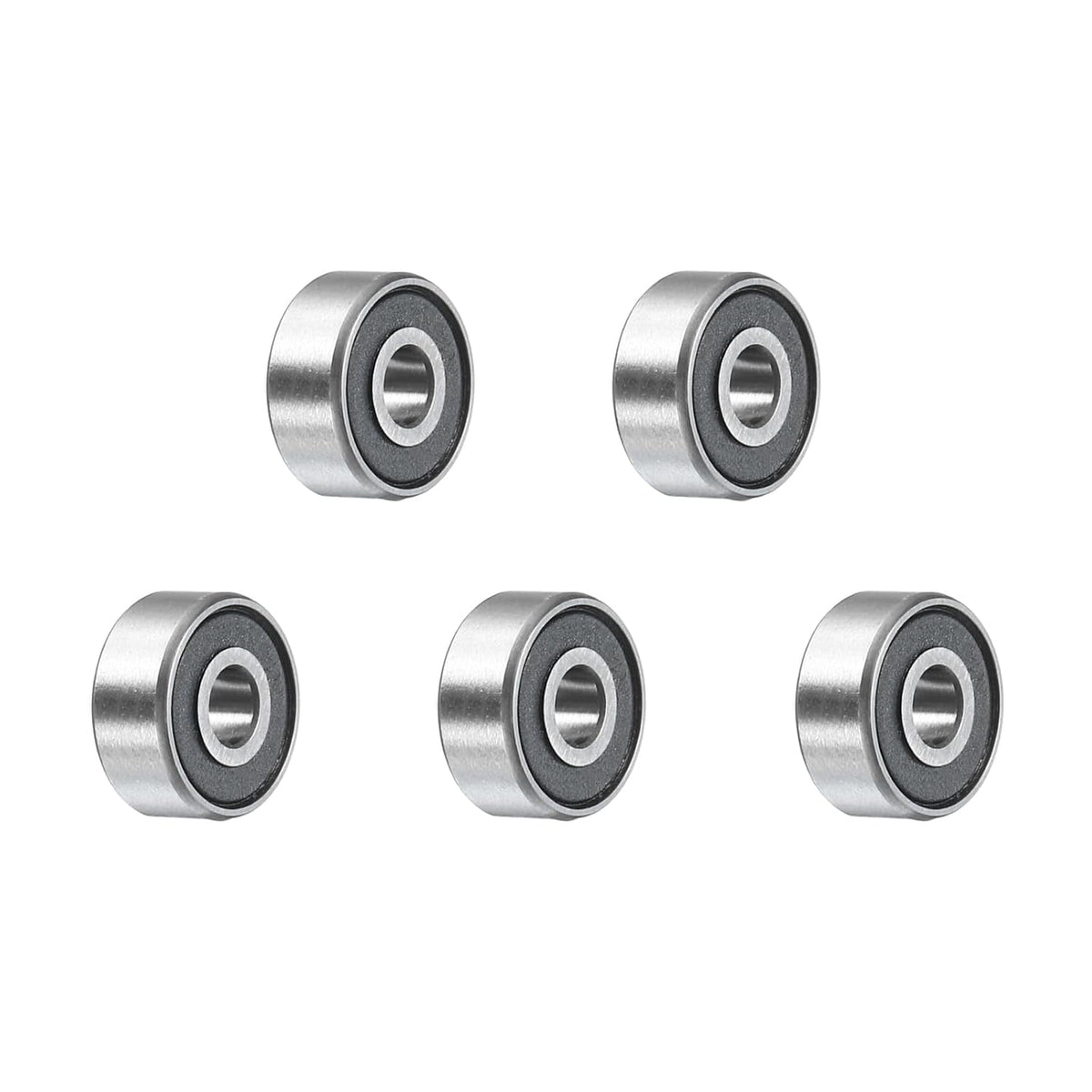 5pcs R2-2RS Deep Groove Ball Bearings 1/8" ID x 3/8" OD x 5/32" Height P5 Miniature Bearings Double Metal Shielded Chrome Steel Z3 Bearing for Engineering Machinery, Black