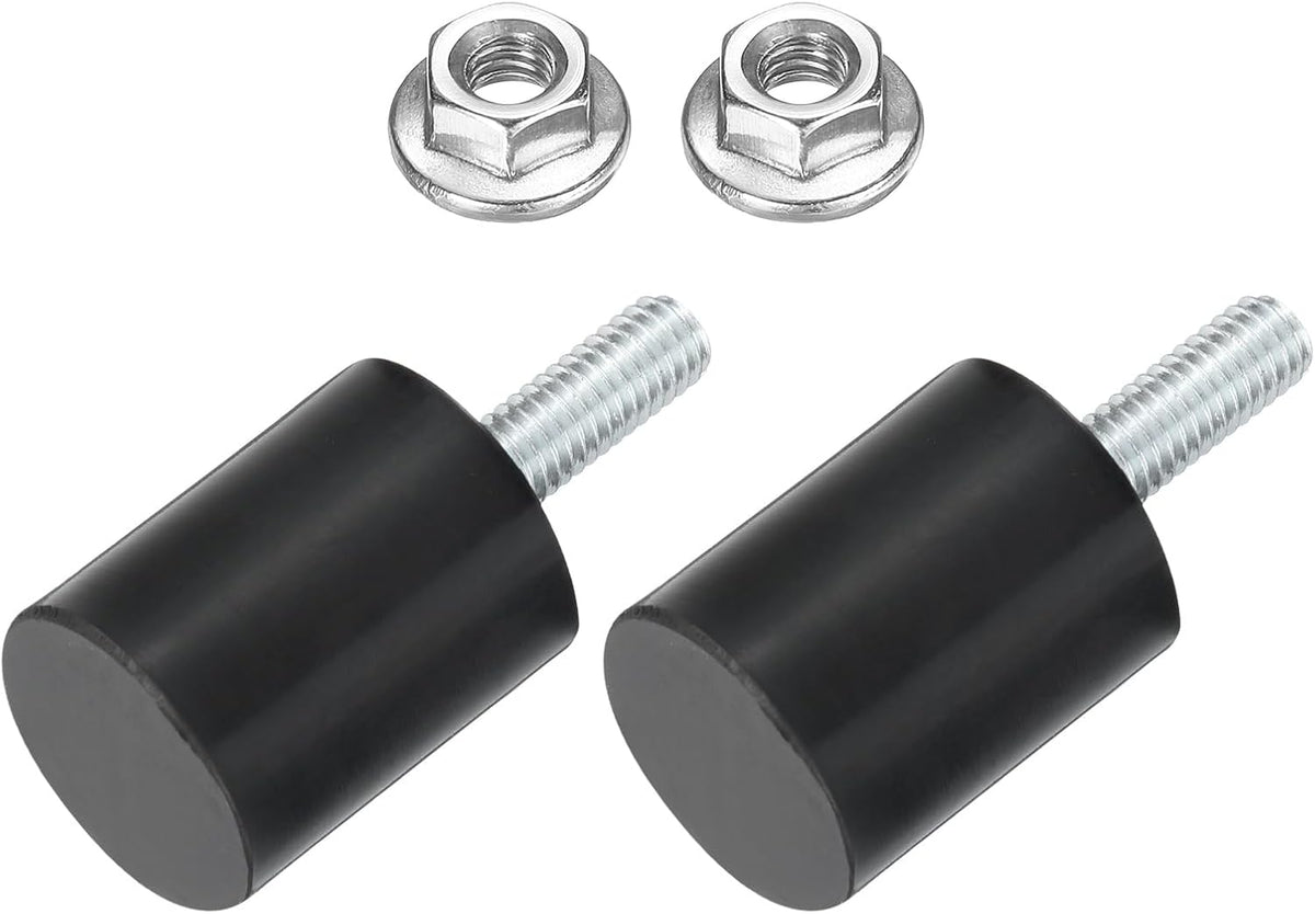 2Pcs M6 Thread Rubber Mounts, Vibration Isolators, Cylindrical Shock Absorber with Studs 25 x 25mm with Non-Slip Nuts