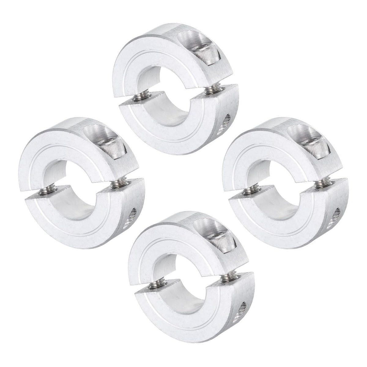 4pcs Double Split Clamp-On Shaft Collar for 5/8" Shaft, Two-Piece Clamping Collar, 1-5/16" OD, 7/16" Thickness, Aluminum Alloy Set Screw Split Collar Clamp
