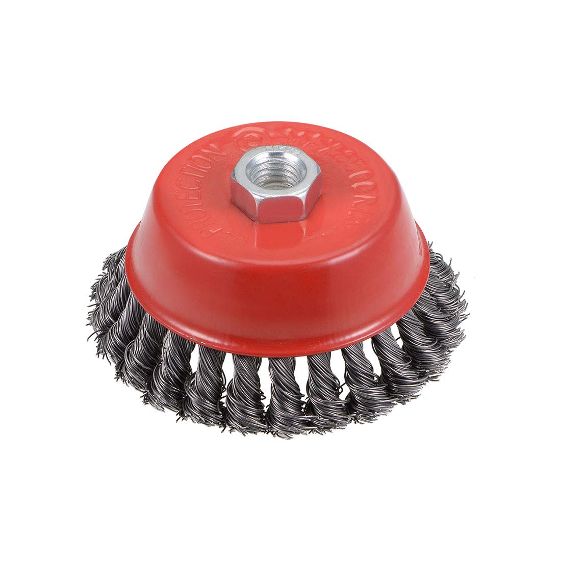 4-Inch Wire Cup Brush Twist Knotted Crimped Steel with M14 Threaded Hole
