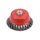 4-Inch Wire Cup Brush Twist Knotted Crimped Steel with M14 Threaded Hole