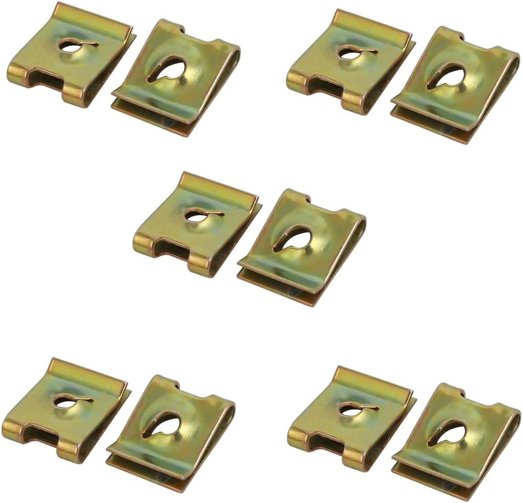 20pcs M3/ST3.0 Thread Size 65Mn Steel Zinc Plated Extruded U Nut Brass Tone